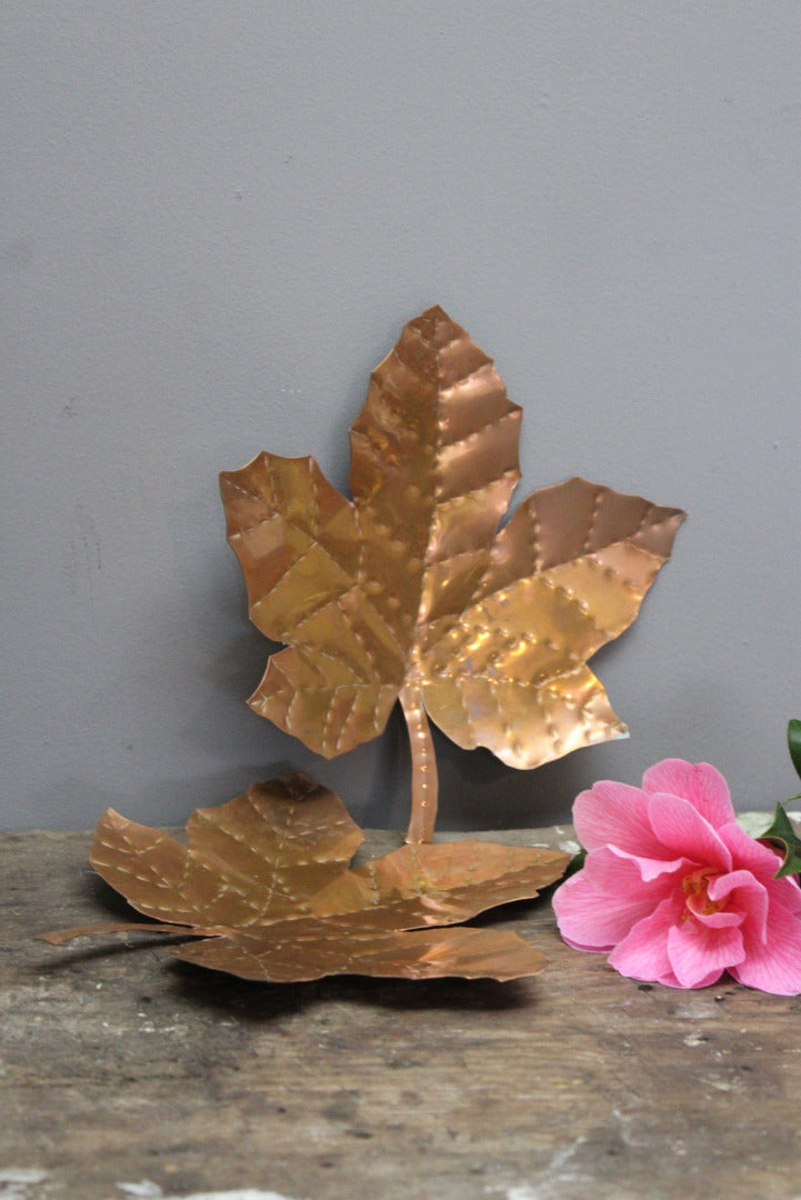 Pair Decorative Copper Leaves - Kernow Furniture