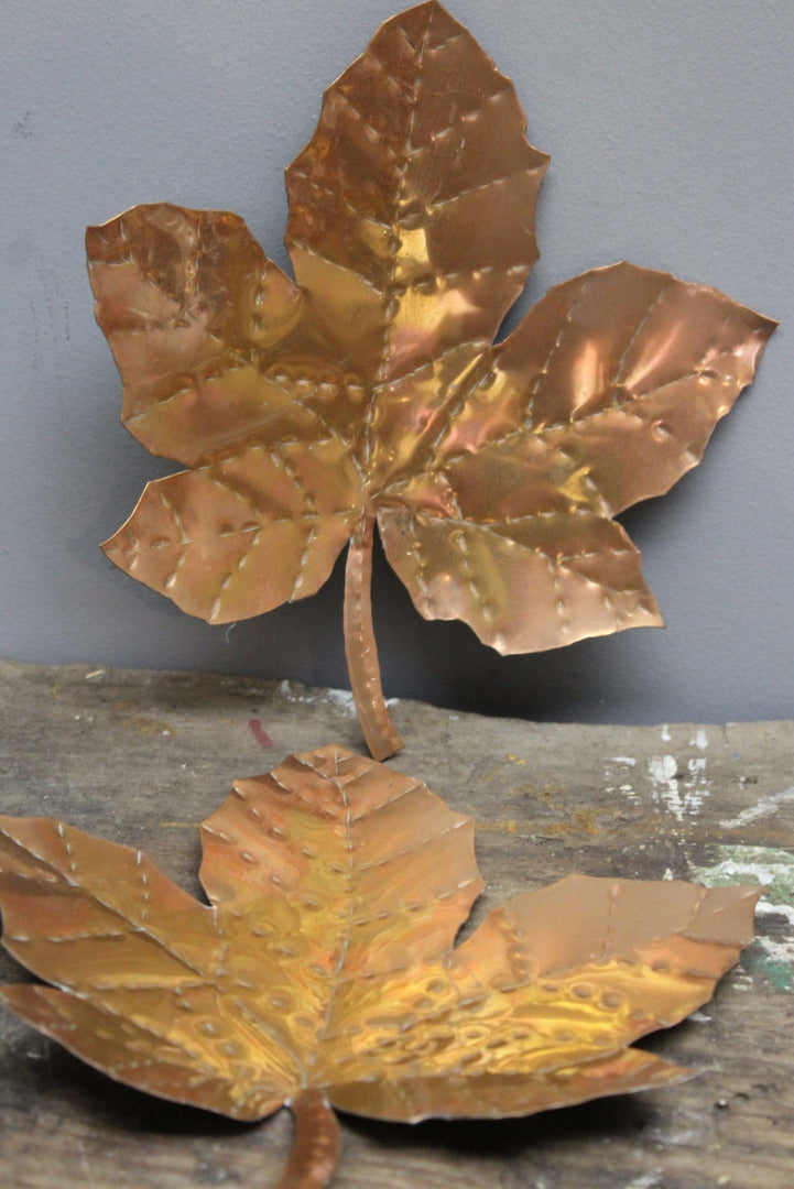 Pair Decorative Copper Leaves - Kernow Furniture