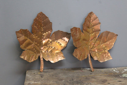 Pair Decorative Copper Leaves - Kernow Furniture