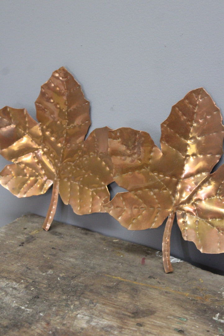 Pair Decorative Copper Leaves - Kernow Furniture