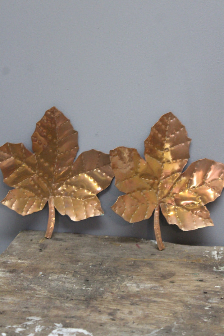 Pair Decorative Copper Leaves - Kernow Furniture