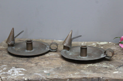 Pair Copper Candle Holders - Kernow Furniture