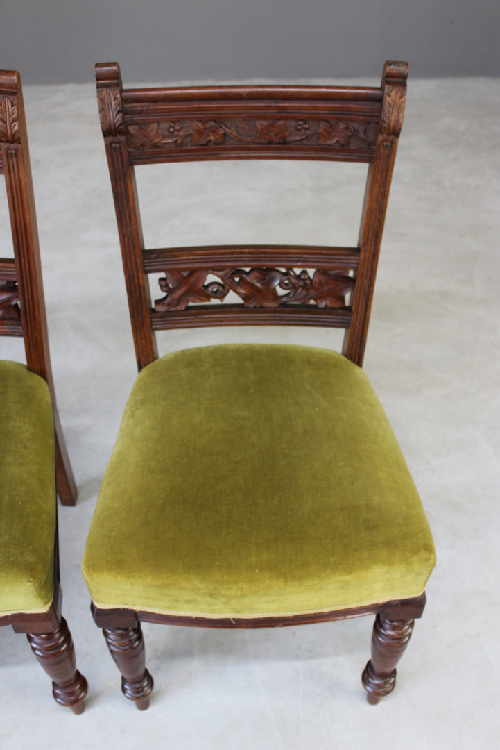 Pair Victorian Walnut Dining Chairs - Kernow Furniture