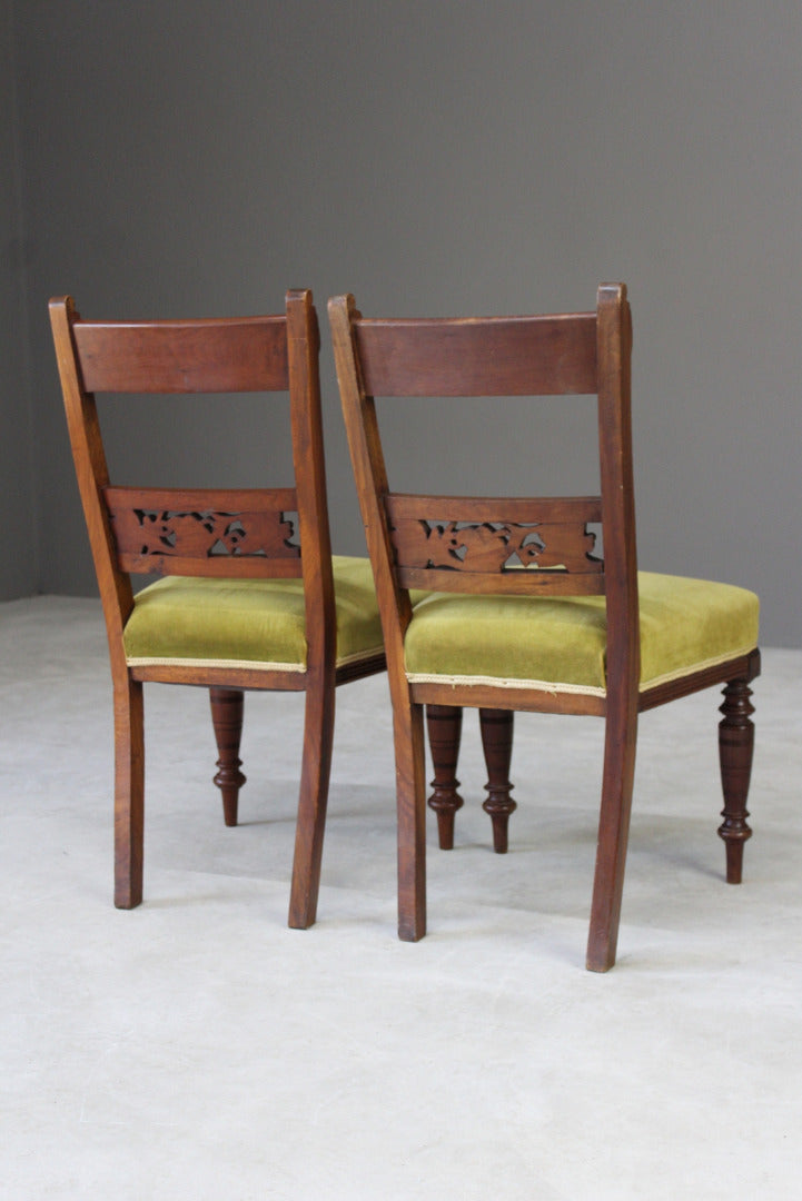 Pair Victorian Walnut Dining Chairs - Kernow Furniture