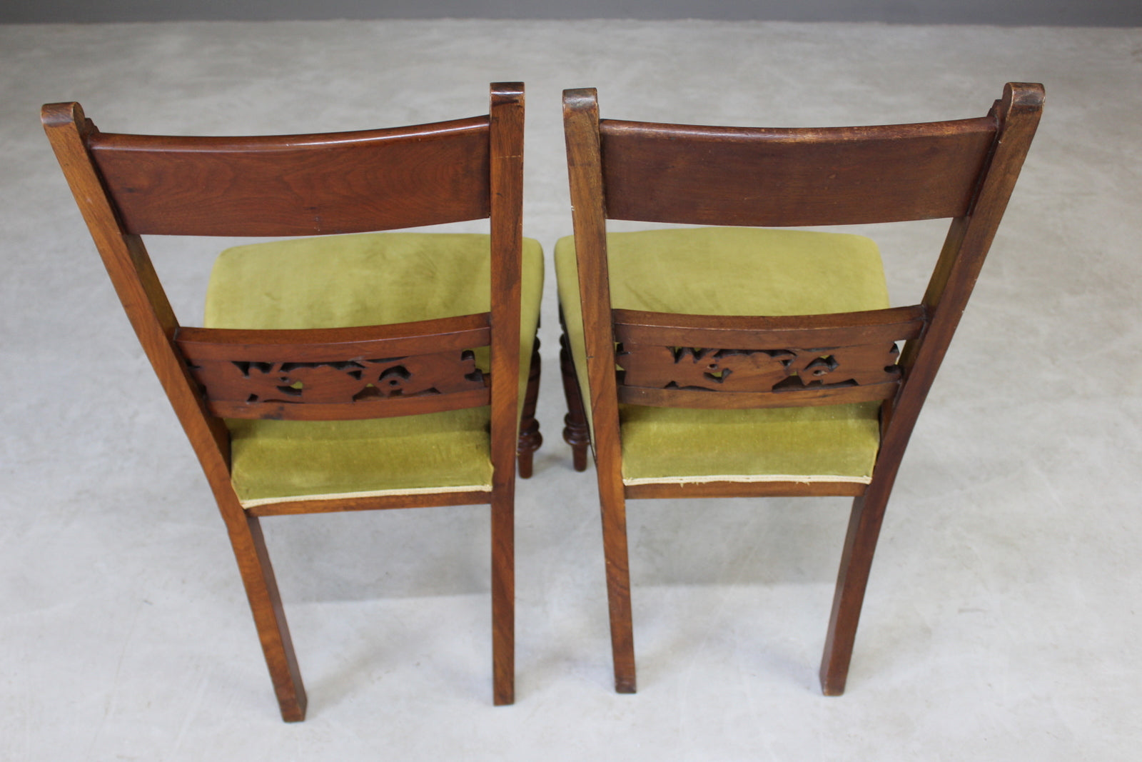 Pair Victorian Walnut Dining Chairs - Kernow Furniture