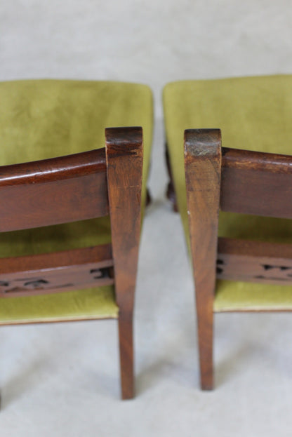 Pair Victorian Walnut Dining Chairs - Kernow Furniture