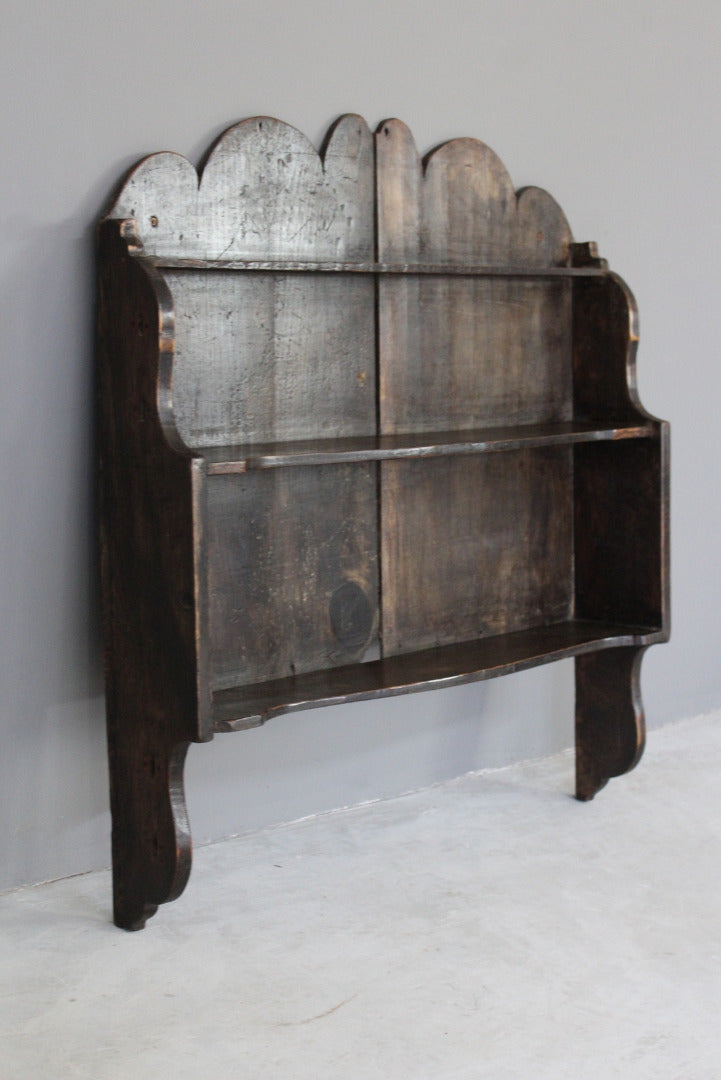 Rustic Stained Pine Wall Shelves - Kernow Furniture