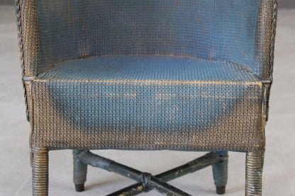 Vintage Blue Wicker Bedroom Chair - Kernow Furniture