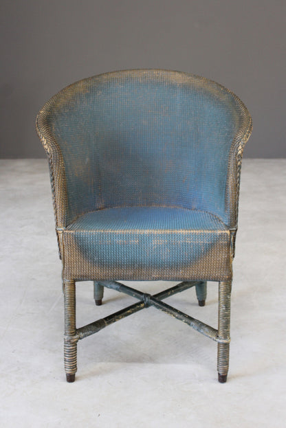 Vintage Blue Wicker Bedroom Chair - Kernow Furniture