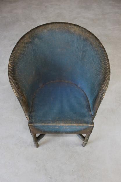 Vintage Blue Wicker Bedroom Chair - Kernow Furniture