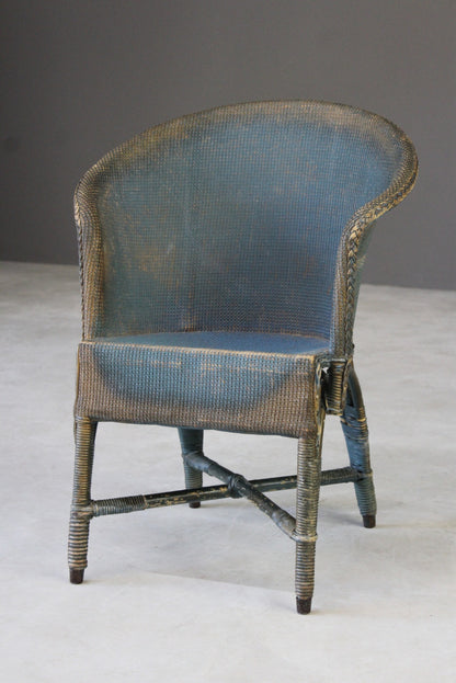 Vintage Blue Wicker Bedroom Chair - Kernow Furniture