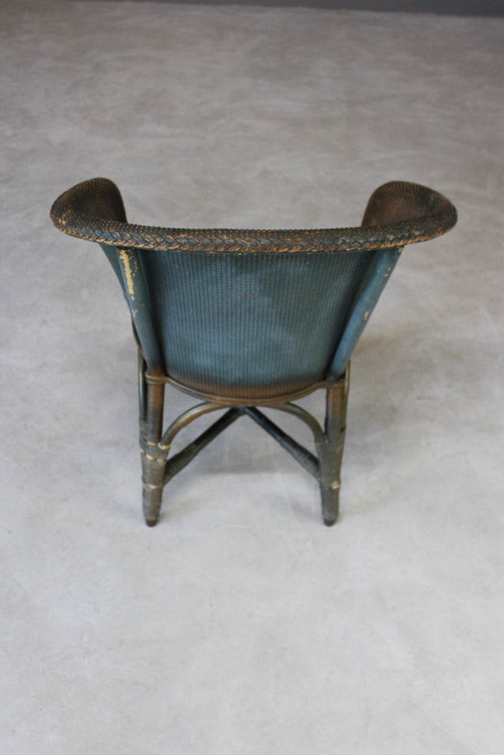 Vintage Blue Wicker Bedroom Chair - Kernow Furniture