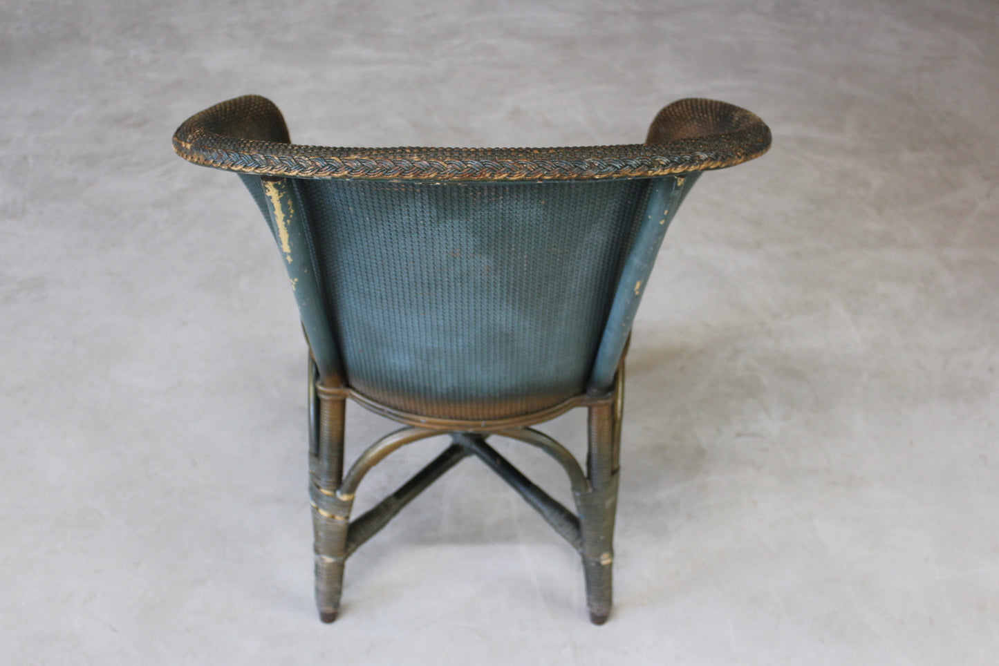 Vintage Blue Wicker Bedroom Chair - Kernow Furniture