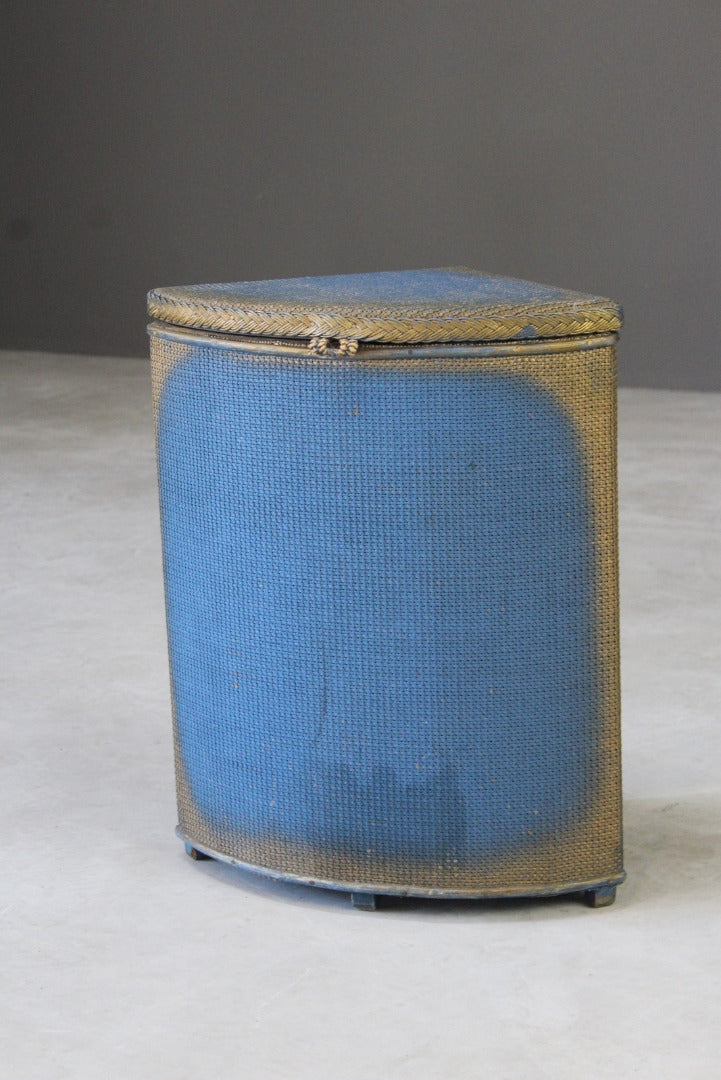 Vintage Blue Linen Basket - Kernow Furniture