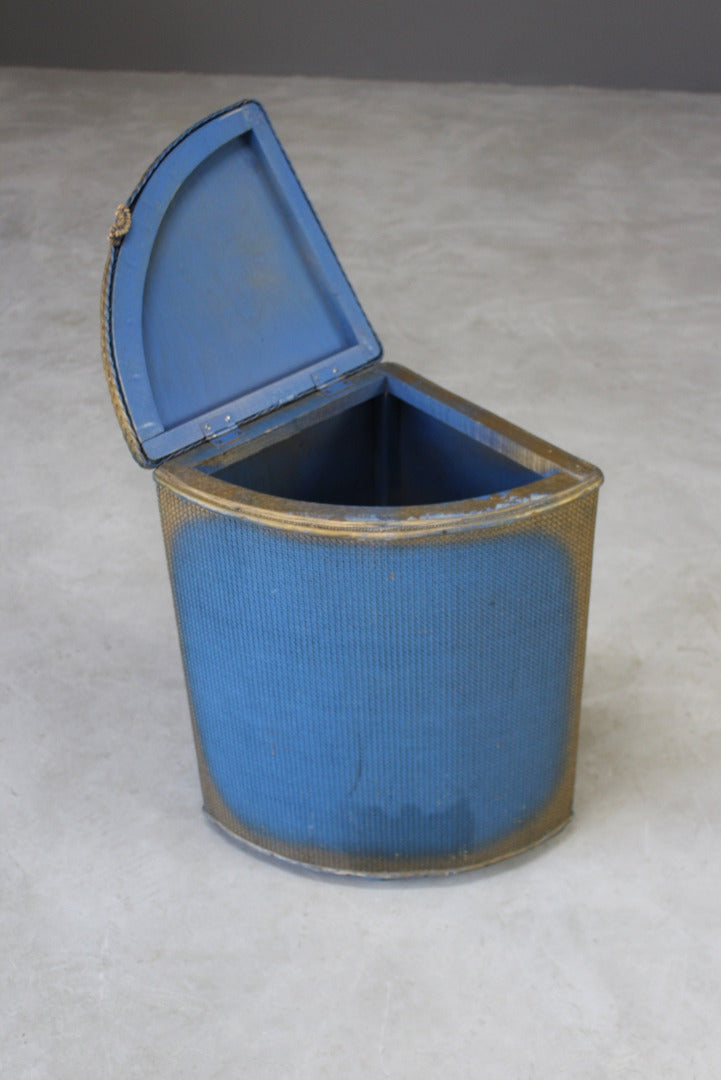 Vintage Blue Linen Basket - Kernow Furniture