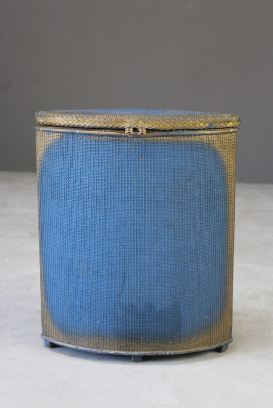 Vintage Blue Linen Basket - Kernow Furniture