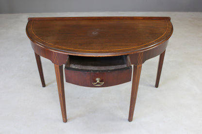 Antique Edwardian Mahogany Demi Lune Side Table - Kernow Furniture