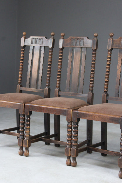 Set 4 Oak Barley Twist Dining Chairs - Kernow Furniture