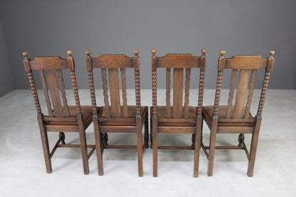 Set 4 Oak Barley Twist Dining Chairs - Kernow Furniture