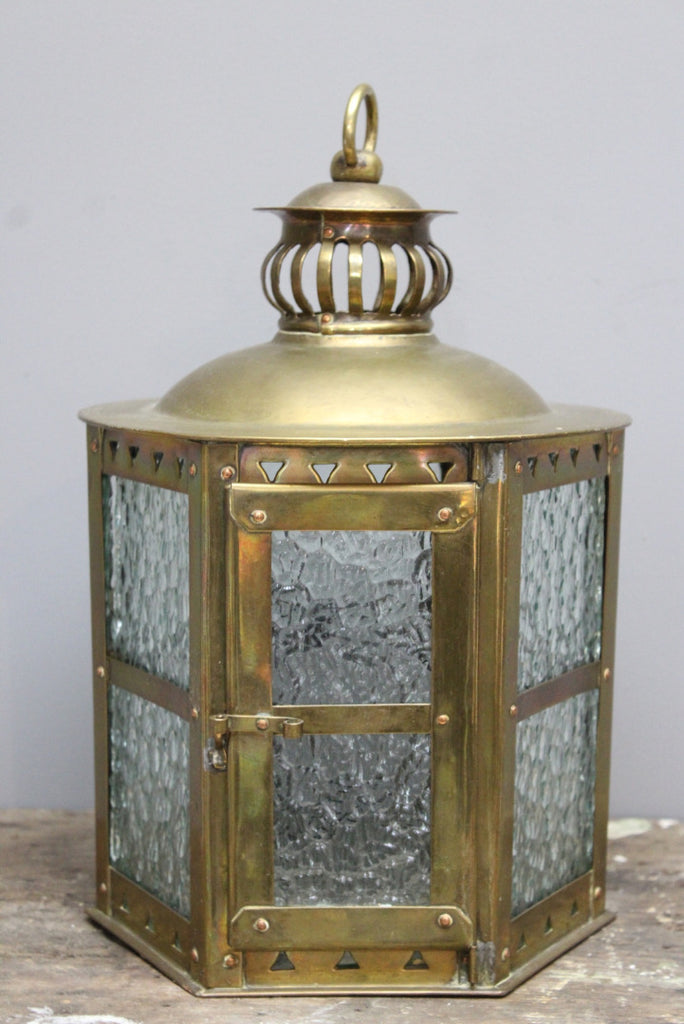 Brass Hanging Porch Light Lantern - Kernow Furniture