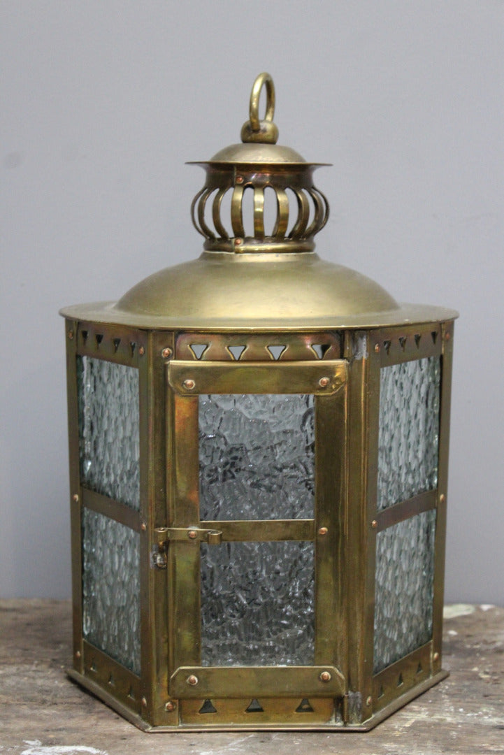 Brass Hanging Porch Light Lantern - Kernow Furniture