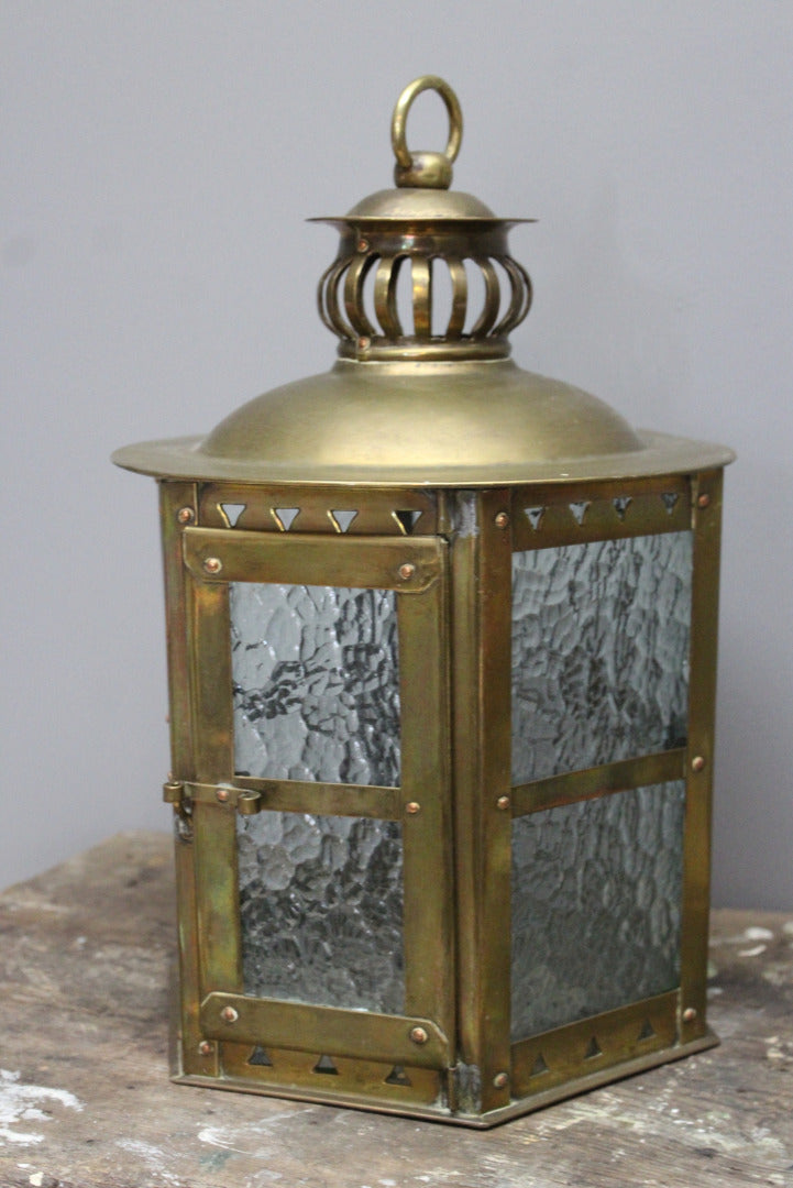 Brass Hanging Porch Light Lantern - Kernow Furniture