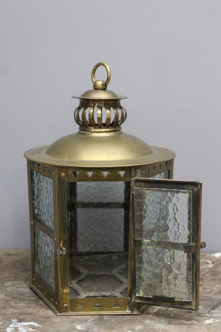 Brass Hanging Porch Light Lantern - Kernow Furniture