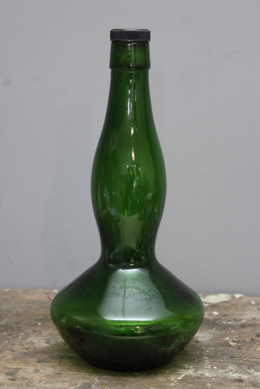 Vintage Green Glass Bottle - Kernow Furniture