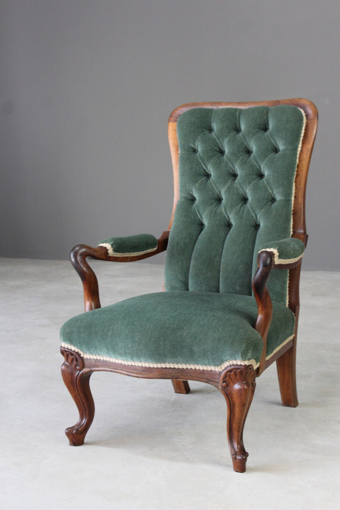Antique Rosewood Upholstered Armchair - Kernow Furniture