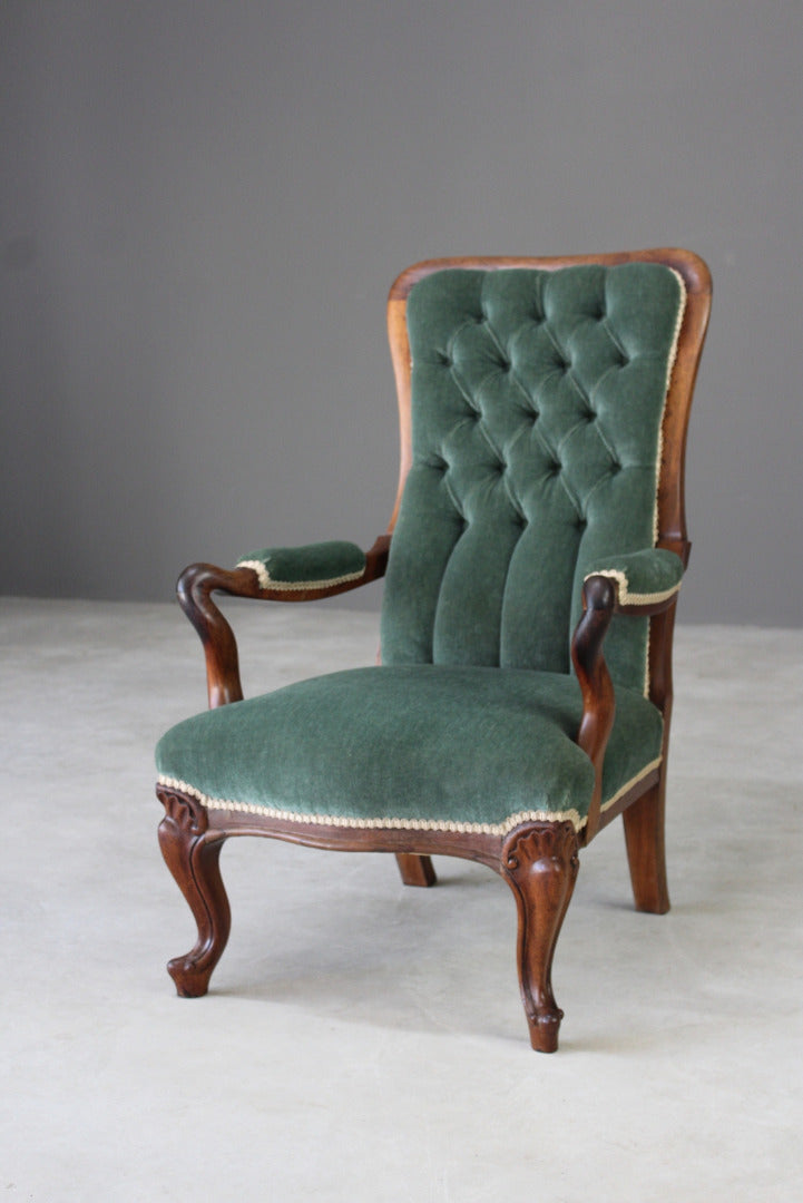 Antique Rosewood Upholstered Armchair - Kernow Furniture