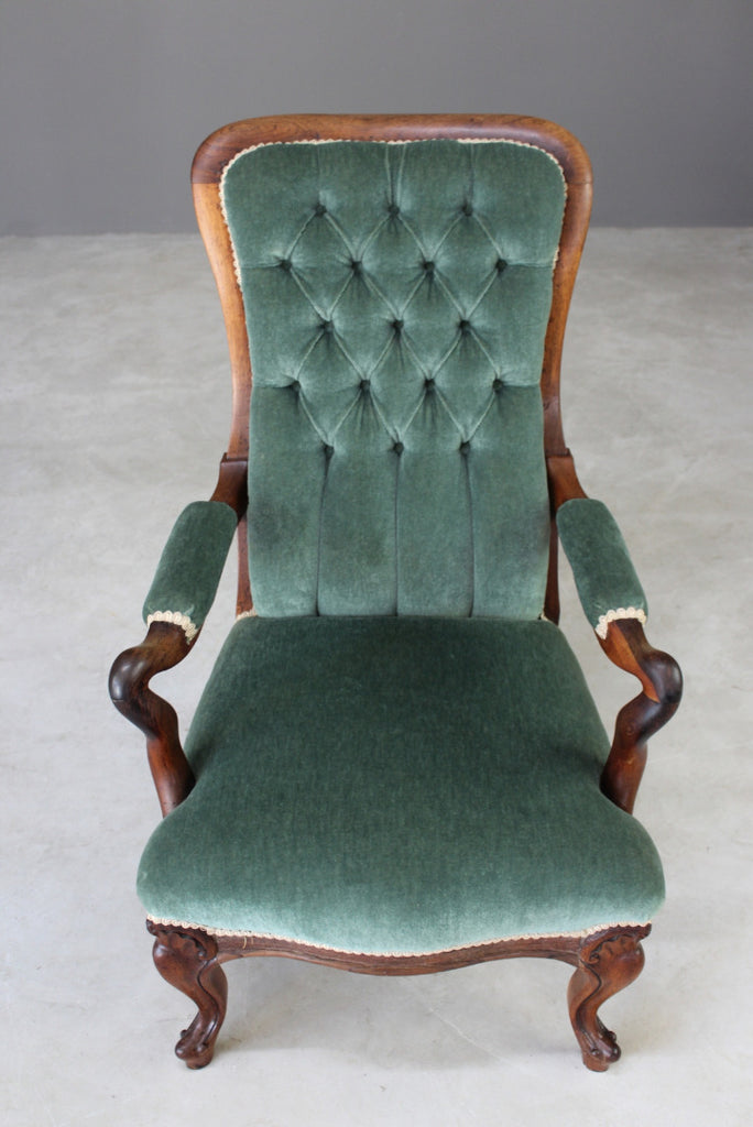 Antique Rosewood Upholstered Armchair - Kernow Furniture
