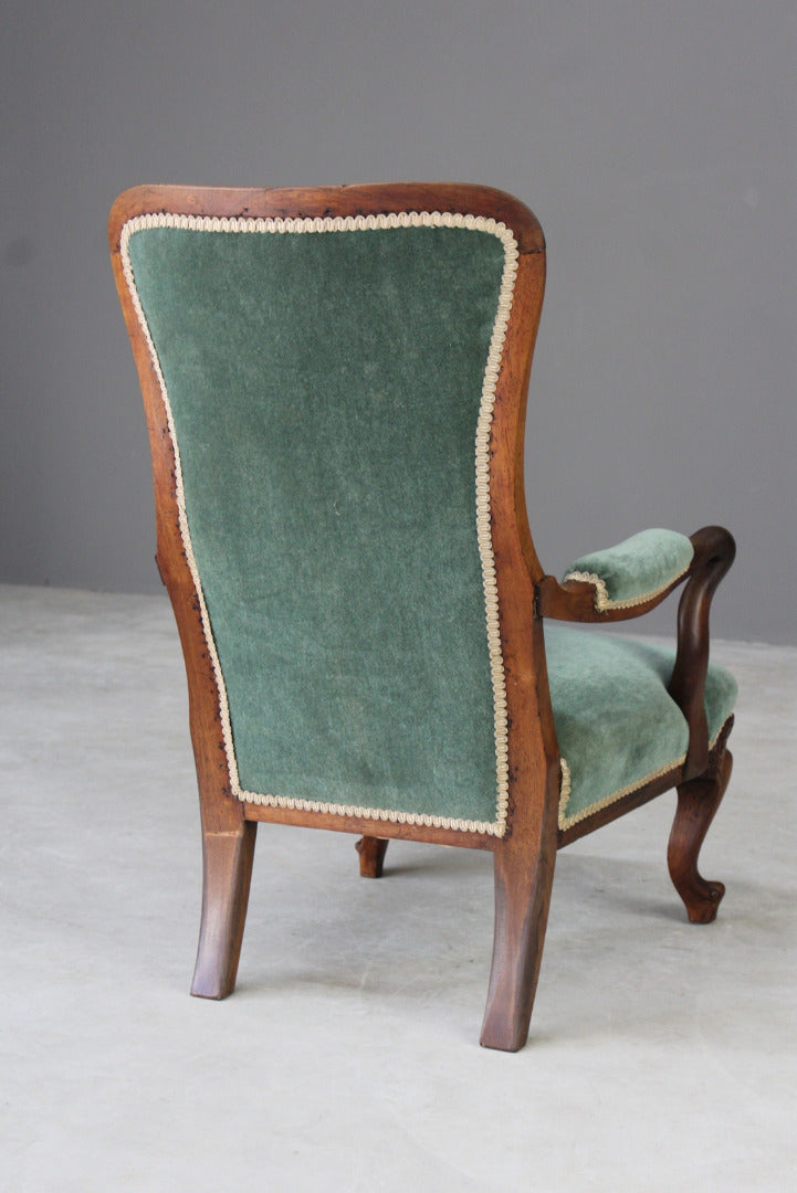 Antique Rosewood Upholstered Armchair - Kernow Furniture