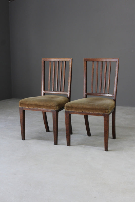 Pair Antique Georgian Oak Dining Chairs - Kernow Furniture