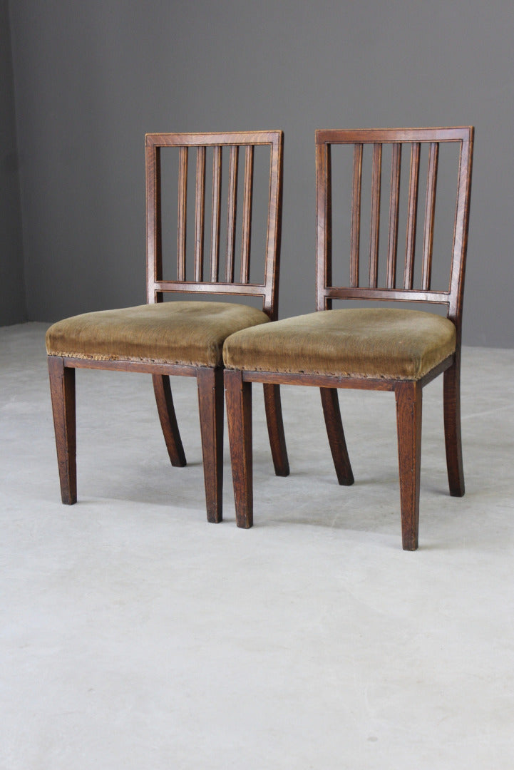 Pair Antique Georgian Oak Dining Chairs - Kernow Furniture