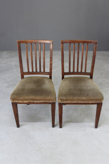 Pair Antique Georgian Oak Dining Chairs - Kernow Furniture