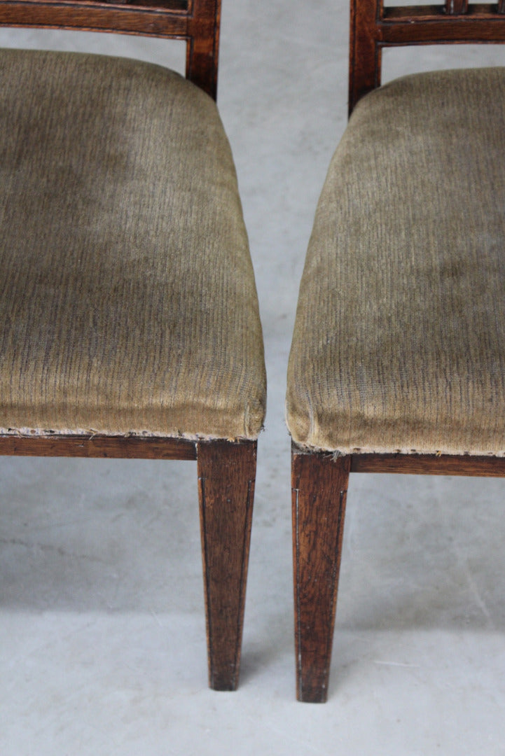 Pair Antique Georgian Oak Dining Chairs - Kernow Furniture