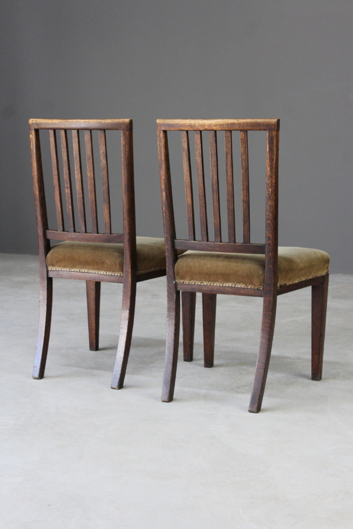 Pair Antique Georgian Oak Dining Chairs - Kernow Furniture