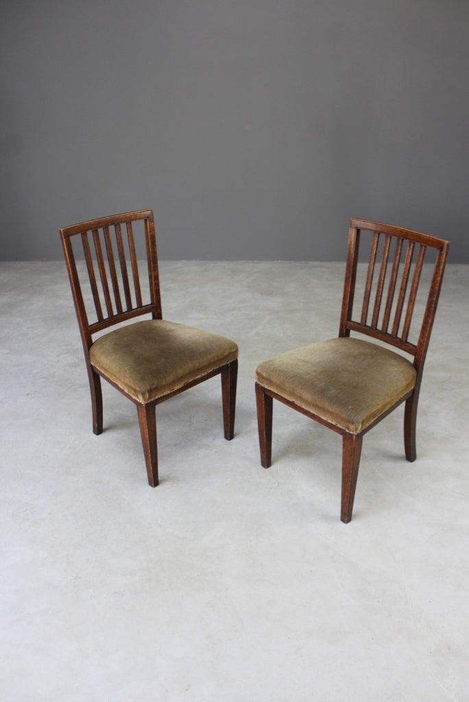 Pair Antique Georgian Oak Dining Chairs - Kernow Furniture