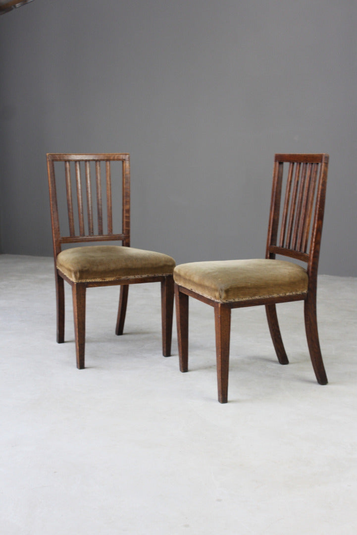 Pair Antique Georgian Oak Dining Chairs - Kernow Furniture