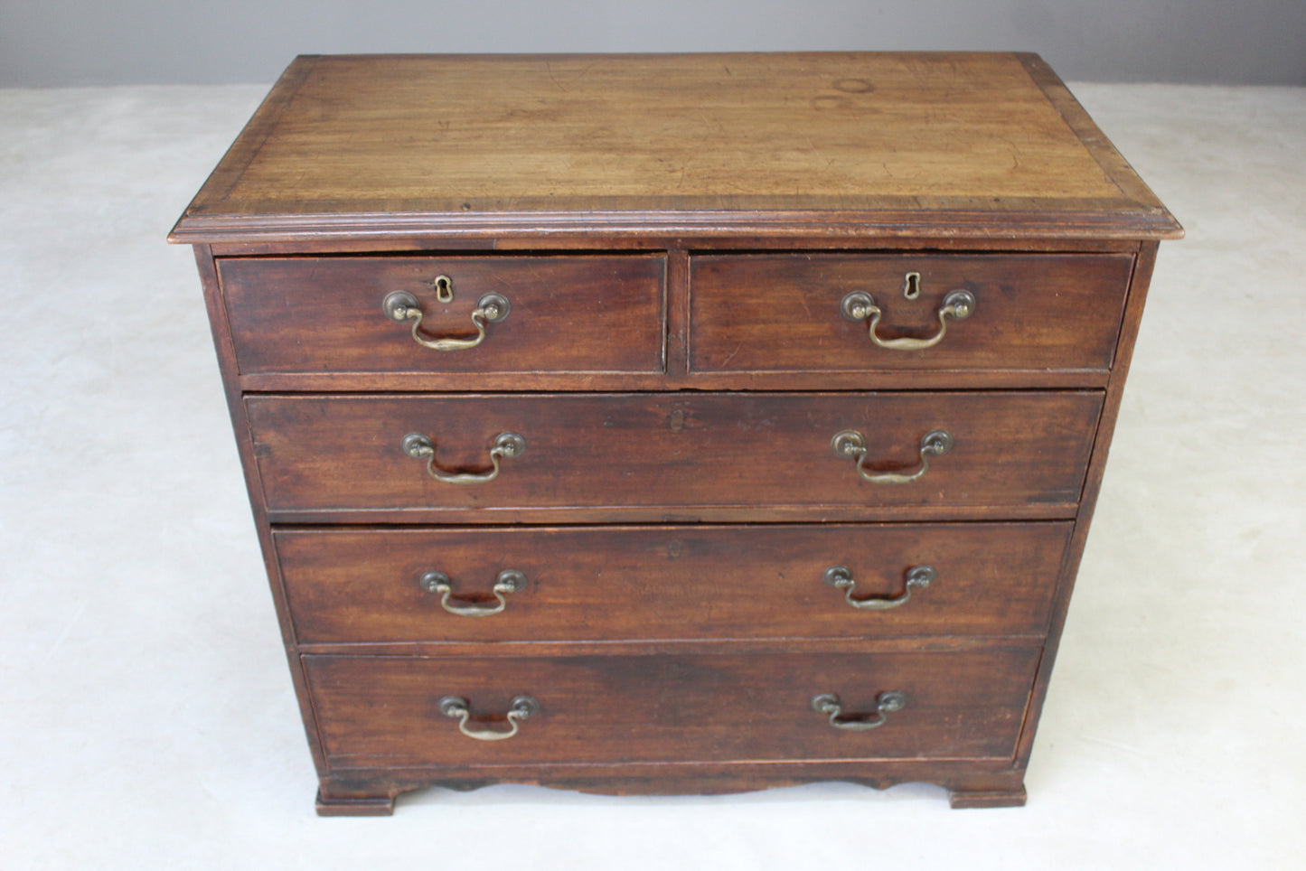 Antique 19th Century Crossbanded Chest of Drawers - Kernow Furniture