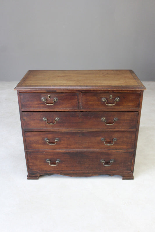 Antique 19th Century Crossbanded Chest of Drawers - Kernow Furniture