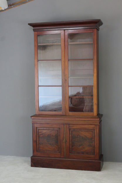 Antique Mahogany Glazed Bookcase - Kernow Furniture