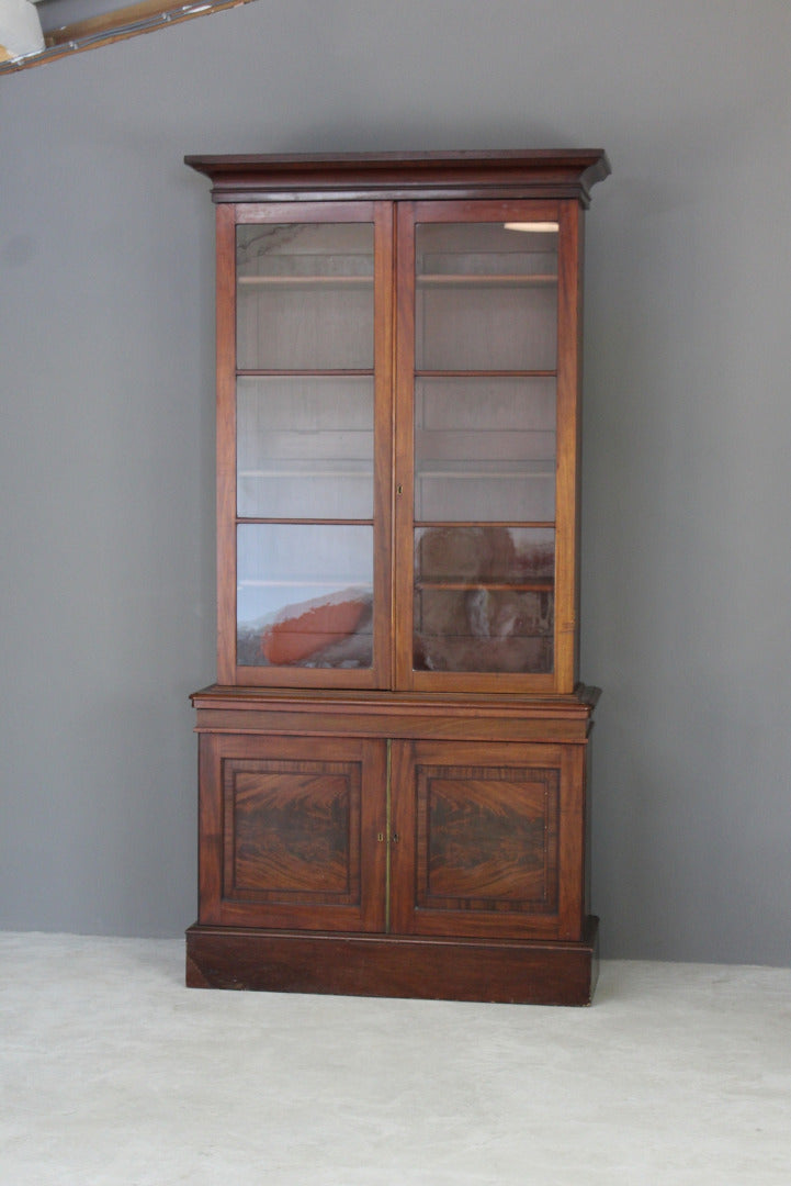 Antique Mahogany Glazed Bookcase - Kernow Furniture