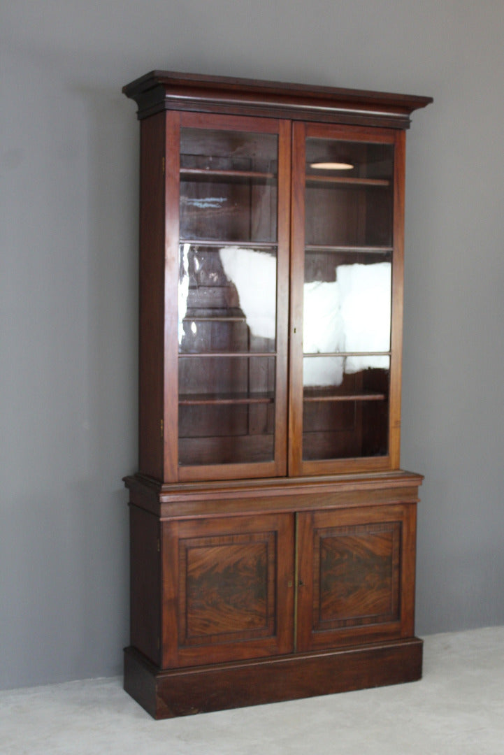 Antique Mahogany Glazed Bookcase - Kernow Furniture