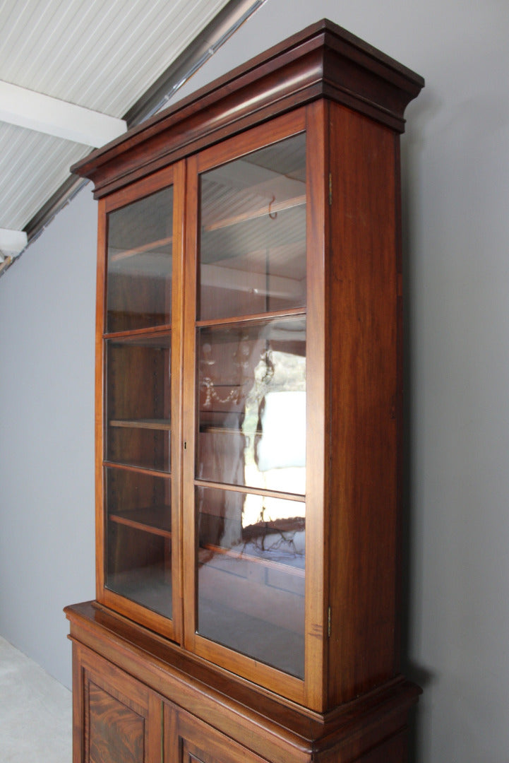 Antique Mahogany Glazed Bookcase - Kernow Furniture