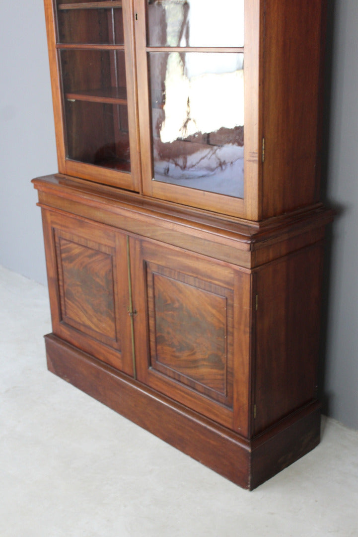 Antique Mahogany Glazed Bookcase - Kernow Furniture