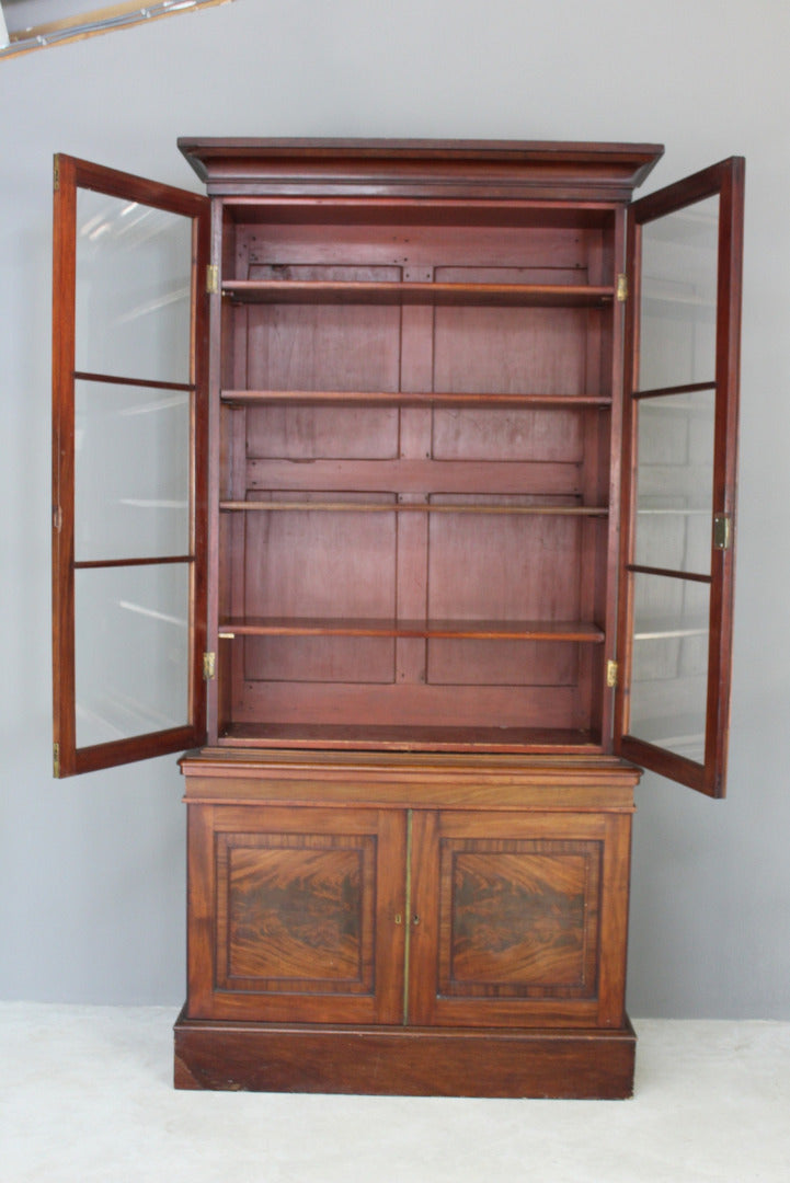 Antique Mahogany Glazed Bookcase - Kernow Furniture