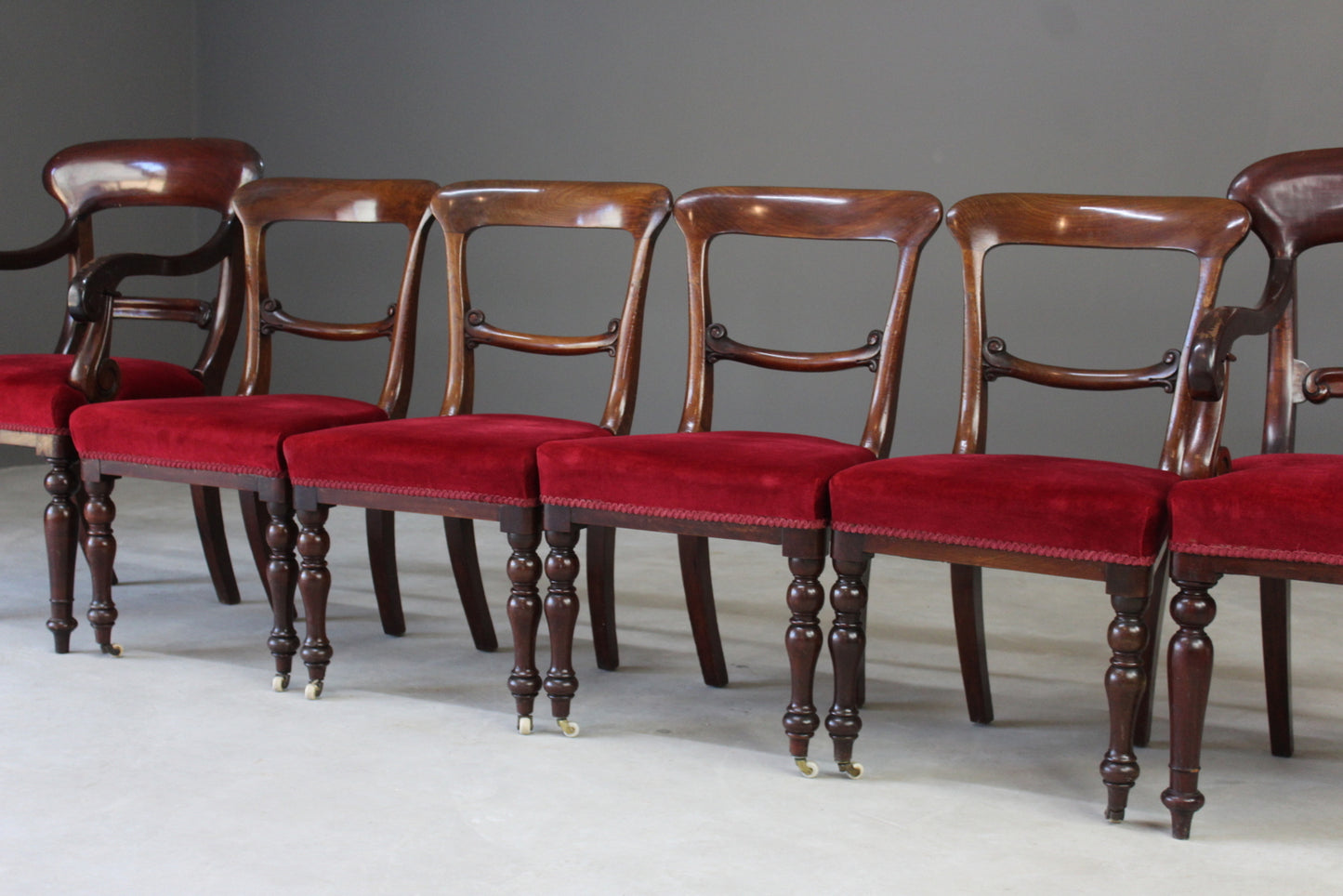 Set 6 Antique Mahogany Dining Chairs - Kernow Furniture