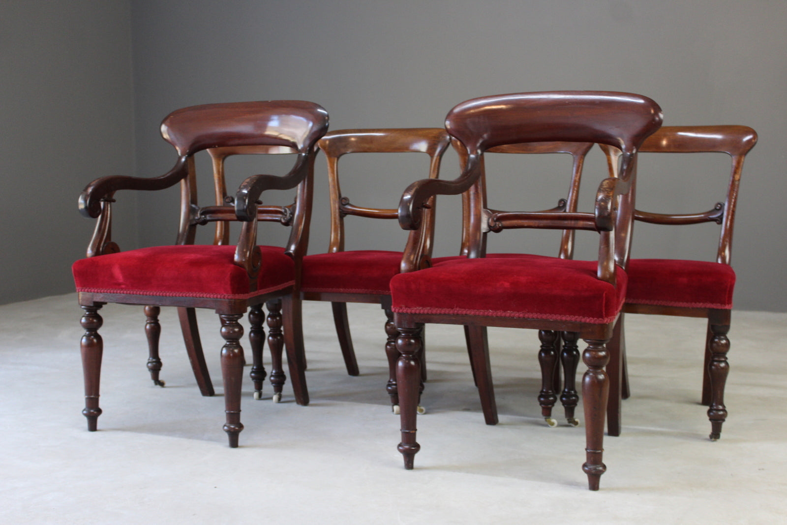 Set 6 Antique Mahogany Dining Chairs - Kernow Furniture