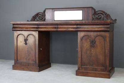 Antique Victorian Mahogany Twin Pedestal Sideboard - Kernow Furniture